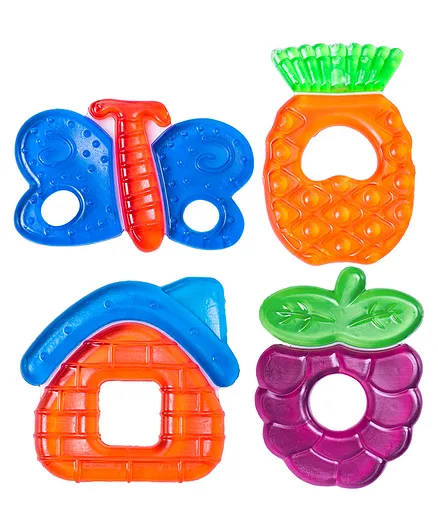Buddsbuddy BPA Free Multi Texture Water Filled Teether Pack of 4 - Multicolour