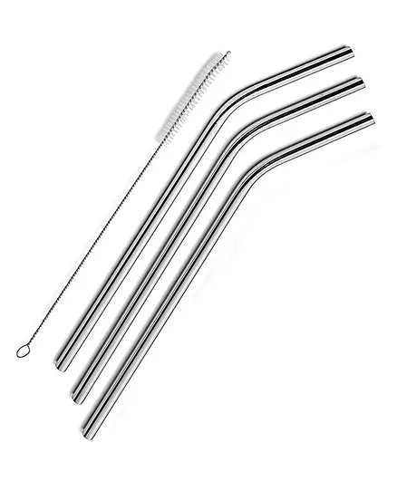 Buddsbuddy Premium Reusable Stainless Steel Drinking Straws Pack Of 4 - Silver