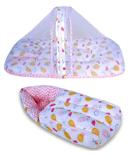 VParents Fruity Baby Bedding Set with Pillow and Sleeping Bag Combo - Pink