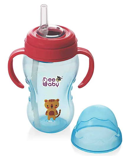 BeeBaby No Spill Flex Straw Sippy Cup With Handle Maroon Blue - 240 ml