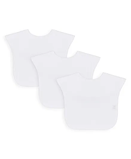 Mothercare Toddler Waffle Terry Velcro Closure Reversible Bibs Pack of 3 - White