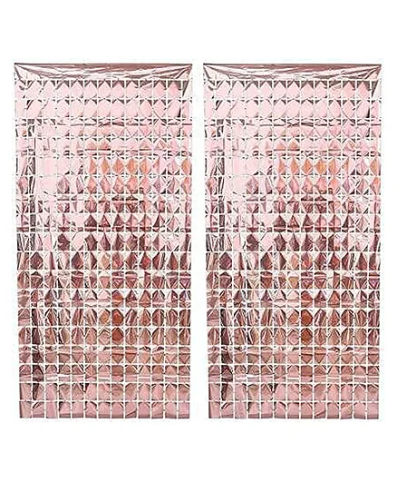 Johra Square Foil Curtain Birthday Decoration Pink - Pack of 2