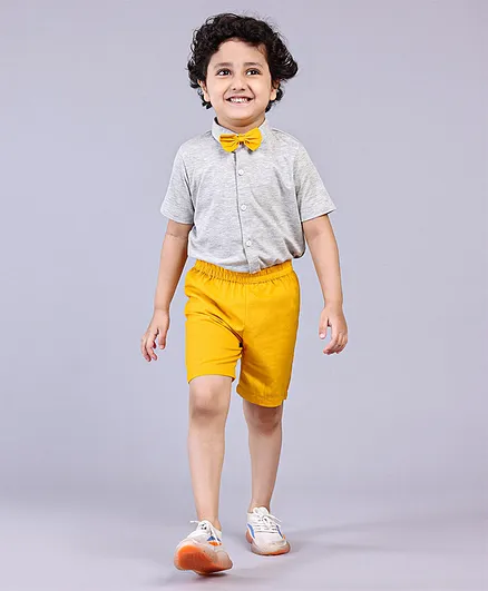 Buy Kookie Kids Half Sleeves Shirt & Shorts - Grey Yellow for Boys (2-3  Years) Online in India, Shop at  - 10604491