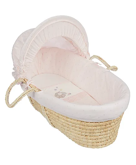 Mothercare Spring Flower Pull Back Moses Basket Bed - Pink