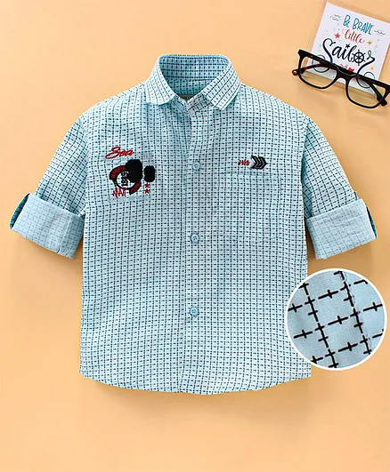 Dapper Dudes Full Sleeves Printed & Embroidered Shirt - Blue