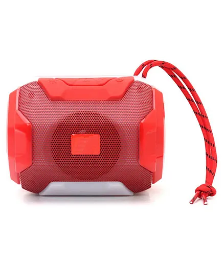 BS Power Drummer Bass Bluetooth Speaker With Flashing LED Lights FM Radio USB Drive & SD Card Slot - Red