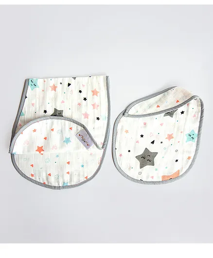 Yellow Doodle Twinkly Stars Muslin Essentials Pack of 6 - Grey