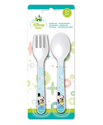 Stor Cartoon Printed Fork & Spoon Set - Multicolour