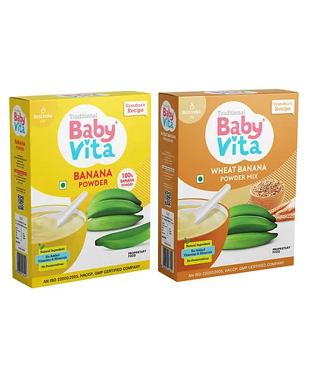 Babyvita Kerala Banana Nendra & Wheat-Banana Powder Mix Pack Of 2 - 200 gm Each