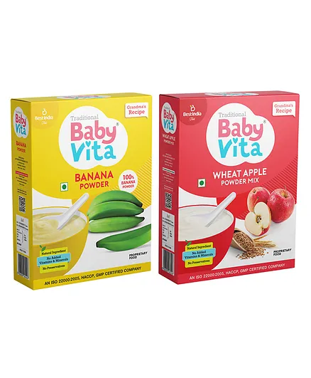Babyvita Wheat Apple & Kerala Banana Powder Mix Combo Pack Of 2 - 200 gm Each