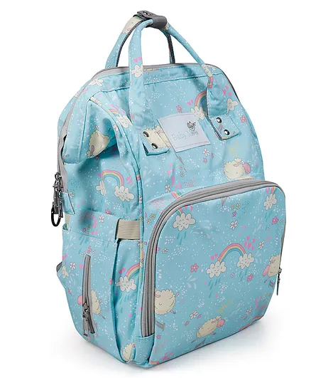 Baby Moo Waterproof Backpack Style Maternity Diaper Bag Rainbow Print - Blue