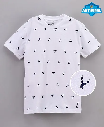 Proteens - Bodycare Half Sleeves T-Shirt Reindeer Print - White