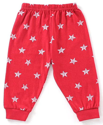 Pink Rabbit Full Length Lounge Pants Stars Print - Red
