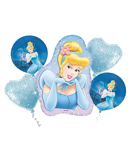  Sparkloon Disney Princess Cinderella Foil Balloons Blue - Pack of 5