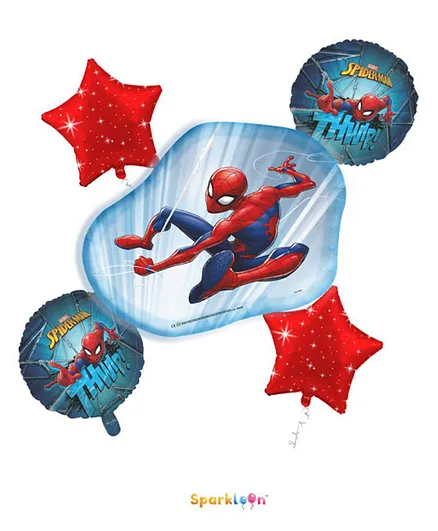Sparkloon Marvel Spider Man Foil Balloon Set - Pack Of 5