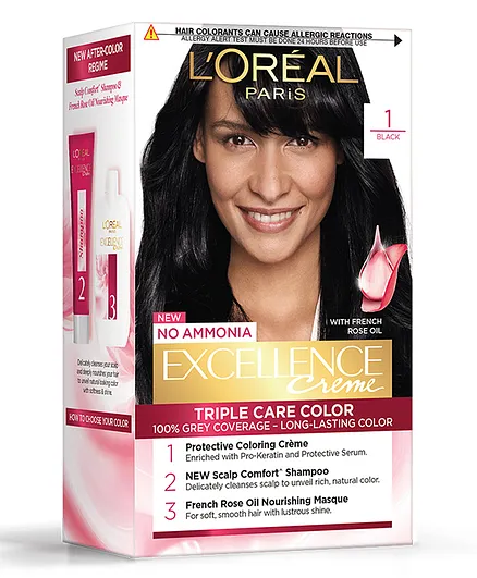 Loreal Paris Excellence Creme Hair Colour Black With Free Total Repair 5  Shampoo - 72 ml, 100 g, 175 ml Online in India, Buy at Best Price from   - 10670729