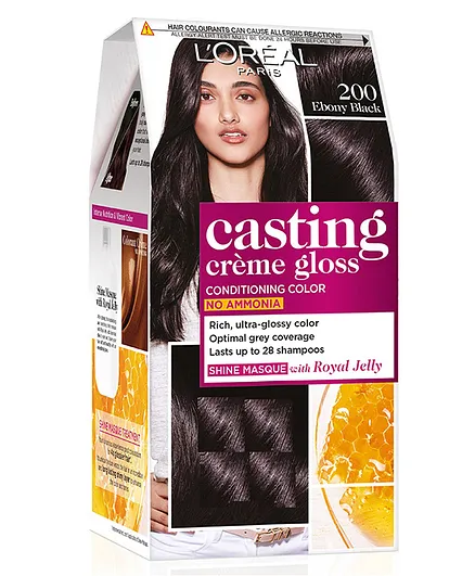 Loreal Paris Casting Creme Gloss Hair Colour 200 Ebony Black  g  Online in India, Buy at Best Price from  - 10670749