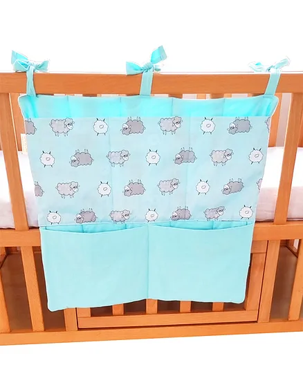 Little By Little 100% Organic Cotton Sheep Printed Cot Bag - Blue