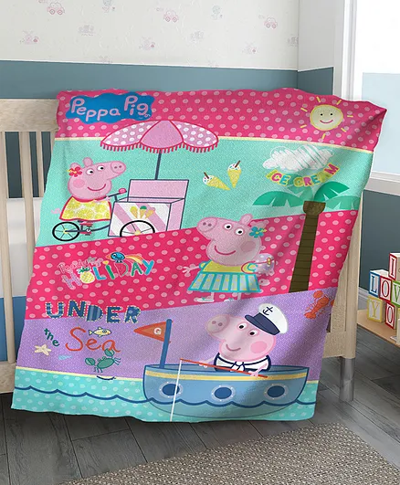 Sassoon Peppa Pig Cartoon Printed Warm Blanket for Baby - Multicolor
