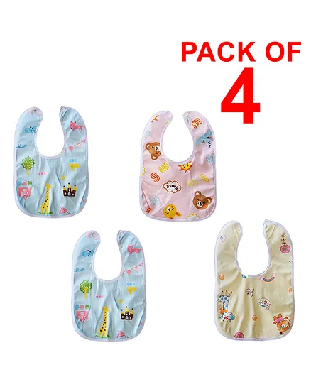 SYGA 4 Pieces Bandana Style Dribble Bibs Soft & Absorbent With Adjustable Snaps (Color and Print May Vary)