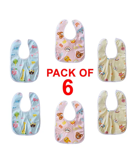 SYGA 6 Pieces Bandana Style Dribble Bibs Soft & Absorbent With Adjustable Snaps (Color and Print May Vary)