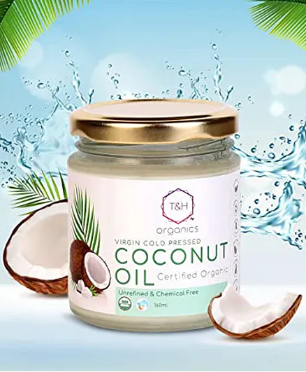 T&H Organics 100% Organic Cold Pressed Virgin Coconut Oil - 160 ml