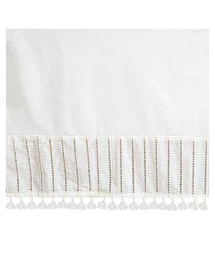 Crane Baby 100% Cotton Tassel Bed Skirt - Off White