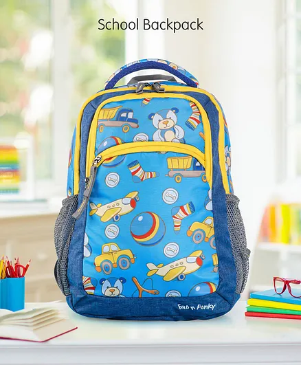 School Backpack Toy Chest Print Blue - 15 Inch