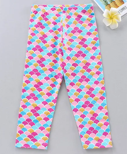 Babyhug Knit Leggings Scales Print - Multicolor