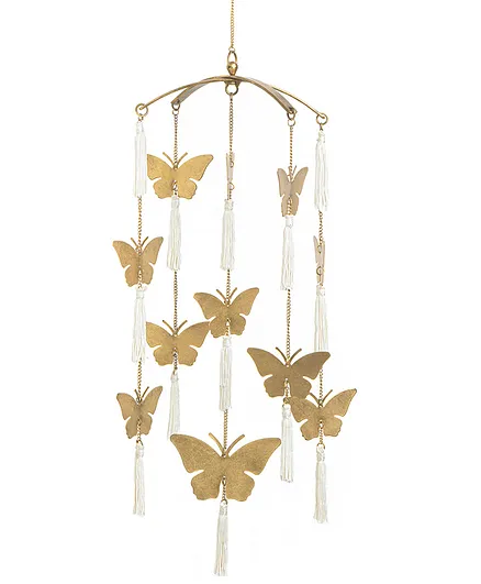 Crane Baby Butterfly Shaped Wall Hanging - Golden 
