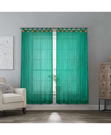 Hippo Loop Curtain Pack of 2 Green - 4.5 x 4.5 Feet
