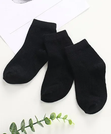 Cutewalk by Babyhug Anti-Bacterial Ankle Length Socks Pack of 3 - Black