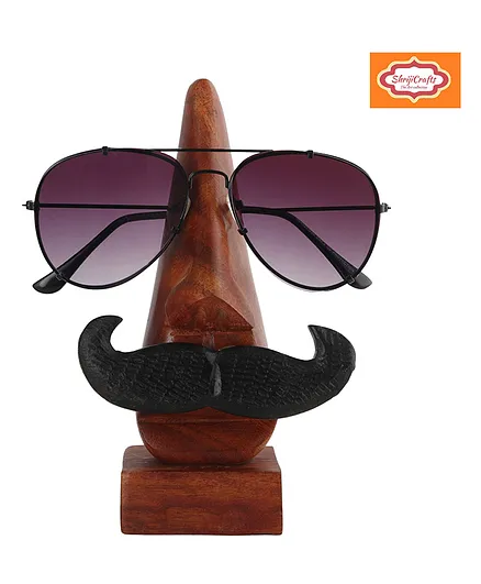ShrijiCrafts Nose Shaped Spectacle Holder Wooden Eyeglass Stand - Brown