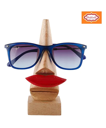 ShrijiCrafts Nose With Lips Shaped Spectacle Holder Wooden Eyeglass Stand - Brown