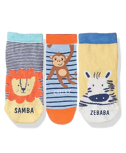 Elementary Anti Microbial Super Soft Ankle Length Organic Cotton Socks Farm Animals Print Pack Of 3 - Multicolor (Color May Vary)