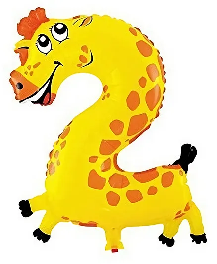 Shopping Time Jungle Animal Giraffe 2 number Foil Balloon - Yellow Online  in India, Buy at Best Price from  - 10703317