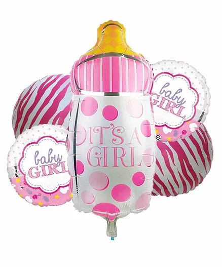 Crackles Welcome Baby Shower Its a Girl Decoration Foil Balloons Pink Pack of 5 (Design May vary)
