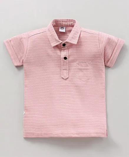 Mini Taurus Half Sleeves T-Shirt Stripes Print - Pink