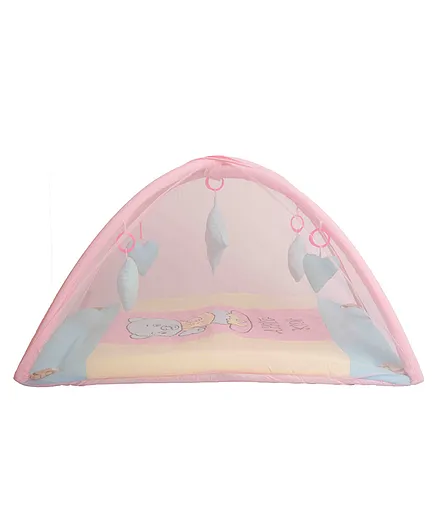 Enfance  Nursery Play Gym With Mosquito Net Teddy Print-Pink