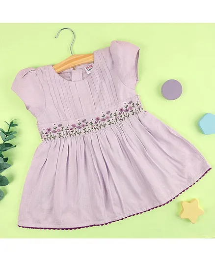 Kicks & Crawl Short Sleeves Flower Embroidery Detailing Dress - Purple