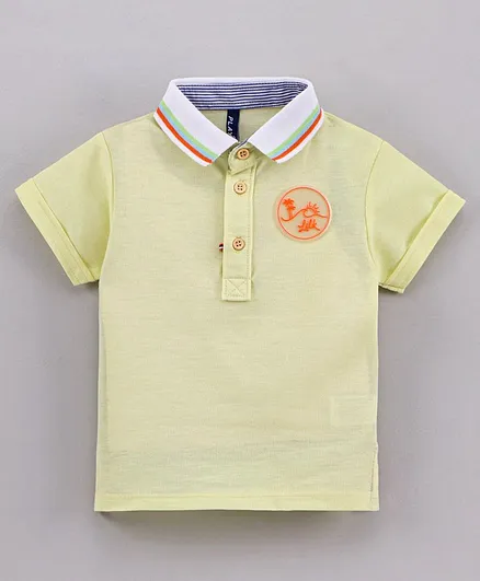 Play by Little Kangaroos Half Sleeves Polo T-Shirt Sunset Patch - Light Yellow