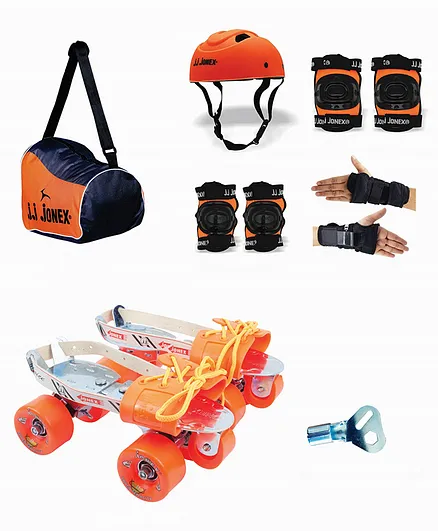 JJ JONEX Super Tenacity Adjustable Skates Combo With Large Size Helmet - Orange