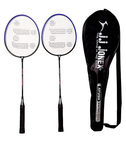 JJ Jonex Ayush Aluminium Badminton Racket Set With Full Cover Pack of 2 - Black