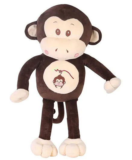 DearJoy Plush Monkey Shaped Soft Toy Cum Pillow Brown - Height 30 cm