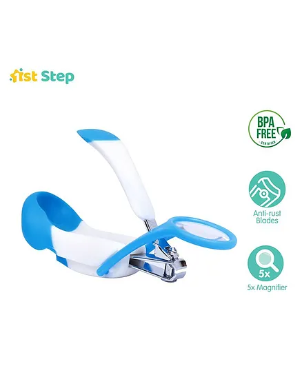 1st Step Easy Grip Baby Nail Clipper With Magnifying Glass - Blue