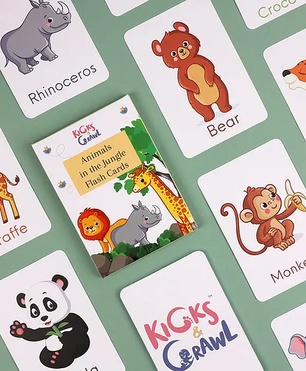 Kicks and Crawl Animals in the Jungle Flash Cards - 20 Pieces