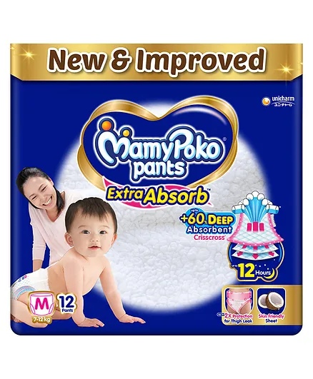 MamyPoko Extra Absorb Pant Style Diapers Medium - 12 Pieces