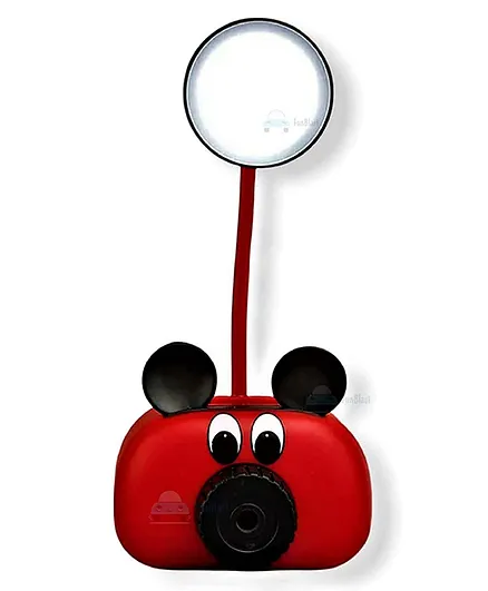 FunBlast Rechargeable LED Desk Table Lamp With Pen Holder And Sharpener Bear Design - Red