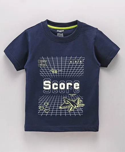 Smarty Boys Half Sleeves T-Shirt Score Print - Navy Blue