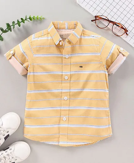 Jash Kids Half Sleeves Shirt Stripes Print - Yellow